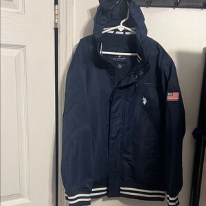 U.S. Polo Assn. Navy Hooded Jacket with Flag Patch